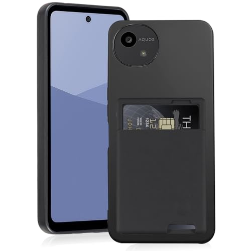【 Agaiy 】AQUOS wish5/SH-52F 対応 ケース 背面カード収納 耐衝撃 薄型 軽量(ブラック) シャープ アクオス ウィッシュ5 TPUスマホケース 全面保護 超耐磨 マット質感 ストラップホール付き 携帯便利 wish5 ケース 黒