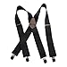 Holdup Suspenders Company exclusive Contractor Series 2" Wide Black Suspenders with Jumbo No-slip Silver Clips are made in the USA