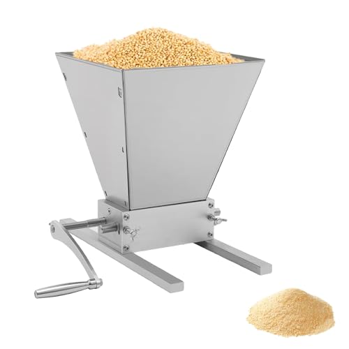 DOJOEUU Molino triturador de Malta de Grano, Molino de Grano de Acero al Carbono con 2 Rodillos, Molino de Malta Manual, Molino de piensos, Molino de chatarra, molienda Ajustable, Molinillo