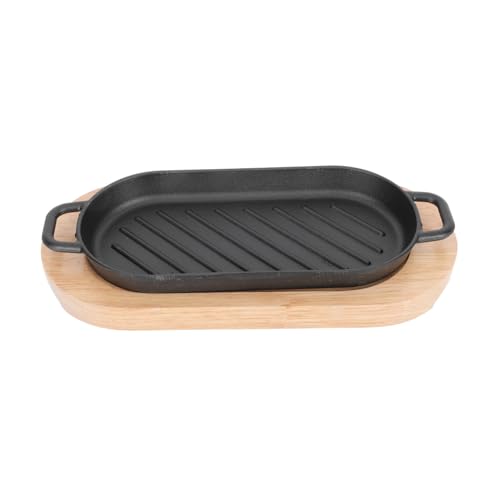 PEPLAYTAL 1 Juego De Plancha De Hierro Fundido Parrilla Hibachi Placa Antiadherente Para Carne Sartén Teppanyaki Bandeja Para Barbacoa Bandeja Para Asar Carne Plato Para Freír