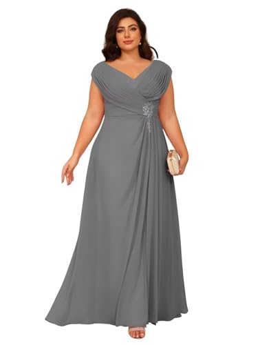 Image of Clothfun Simple V Neck Mother of The Bride Dresses Lace Appliques Chiffon Sleeveless Mother of The Groom Dress CYN014