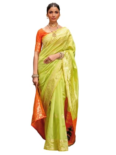 Image of SIRIL Women's Paithani jacquard Silk Saree |Chandrakor Paithani jacquard Saree With Unstitched Blouse Piece