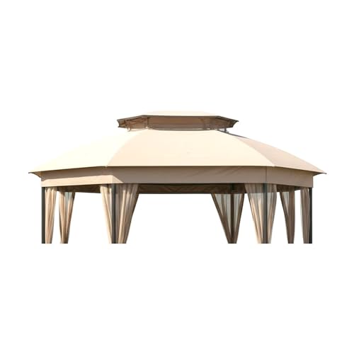 Garden Winds Reinforced Replacement Canopy Top Cover Compatible with The Wilson & Fisher Jefferies 10' x 12' Gazebo - Classic Sand, Riplock 350