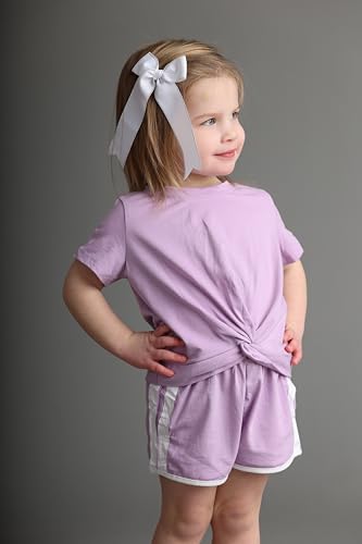 Image of Arshiner Girls Clothing Sets Twist Front Top and Shorts 2 Piece Outfits Activewear Tracksuit 5-14 Year