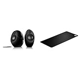 Edifier Luna Eclipse - Kit d'enceintes Design 2.0 Bluetooth avec Télécommande IR Noir 74 W & SteelSeries QcK XXL - Tapis de Souris Gaming - 900mm x 400mm x 4mm - Noir - Taille XXL