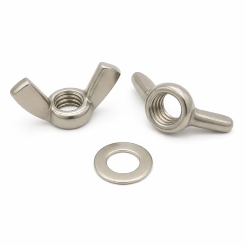 NOLDAR | Tuercas mariposa DIN 315 + Arandelas planas DIN 125. Métricos M4 + M5 + M6 (15 tuercas + 15 arandelas de cada medida). Acero inoxidable AISI 304 (A2)