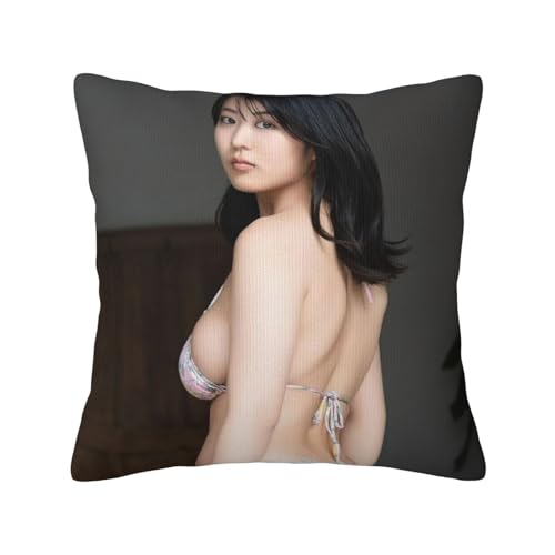 福井梨莉華 40 枕カバー抱き枕カバーファッション45 x 45 cm部屋装飾両面正方形の部屋プレゼントルーム装飾車隠しファスナー クッション 18x18in