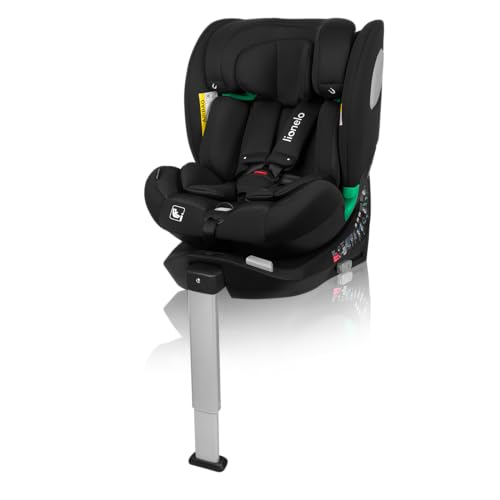 LIONELO Braam Air i-Size - Asiento infantil para coche (giratorio, 360o, 0-36 kg, grupo 0 1, 2, 3, montaje en sentido de marcha y orientado hacia atrás, ISOFIX+pie estabilizador, reposacabezas y
