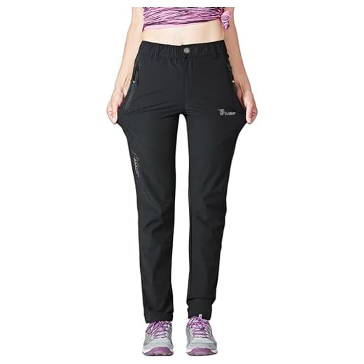 Rdruko Women's Outdoor Hiking Pants Lightweight Quick Dry Water Resistant Travel Fishing Pants with Pockets(Black, US XXL)