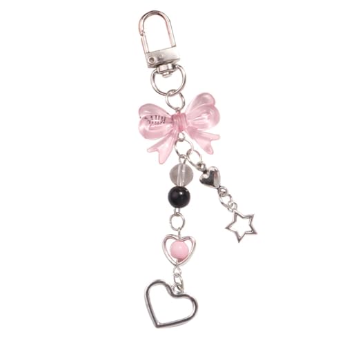 xbiez Stylish Key Chain Fashionable Bowknot Keyrings Butterfly Knot Keychain for Women Girls Bear Heart Phone Decoration, 4
