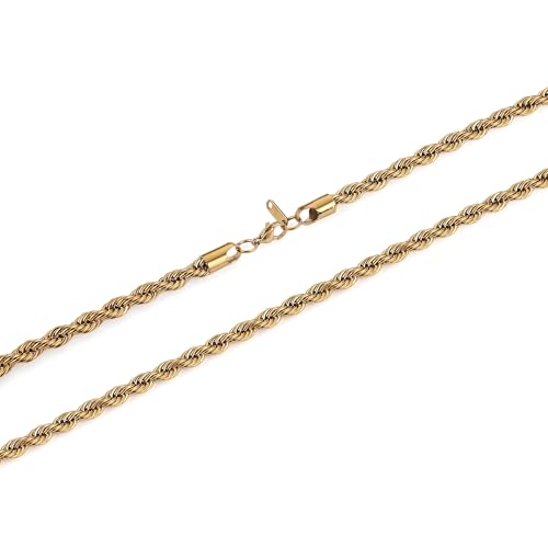 Chaîne en corde MOCHAMIK en acier robuste et placage d'or fin 18K - 4