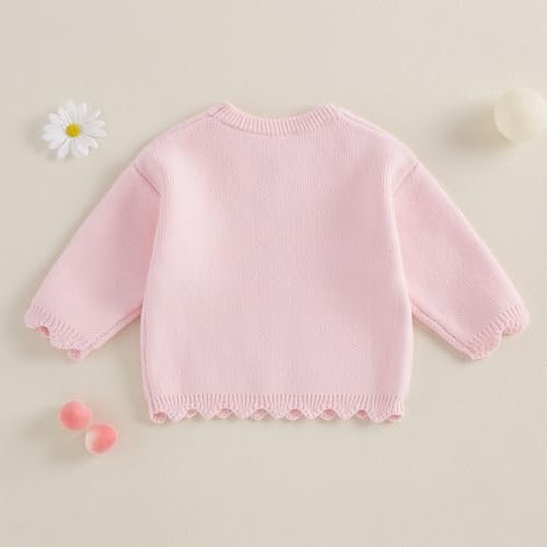 KMBANGI Kids Girls Sweater Sweet Long Sleeve Crew Neck Flower Knitwear Warm Winter Clothes3