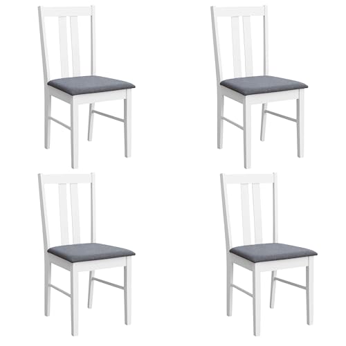 Miroytengo Set 4 Sillas de Cocina Comedor Classic, Conjunto 2 Sillas Cocina Fabricadas en Melamina tapizadas Asiento Gris Color Blanco