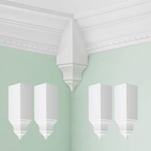 Sosation 4 Pack Crown Molding Corner Blocks, 3 1/2" W x 3 1/2" D x 11-1/4"H by Sosation - Used condition - US$28.34