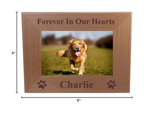 Forever in Our Hearts Custom Dog Memorial Wood Picture Frame - Fits 4x6Inch Picture (4x6 Horizontal)