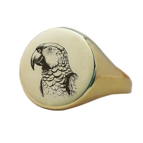 Bague perroquet ronde anti-allergie en argent sterling plaqué or pour peaux sensibles