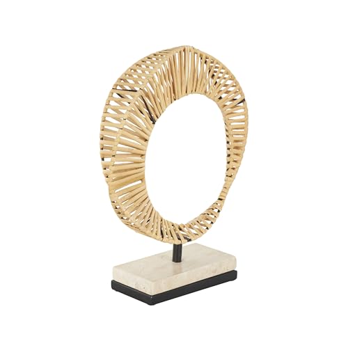 Escultura Decorativa Abstracta de Ratán con Base de Mármol Blanco miniatura 7