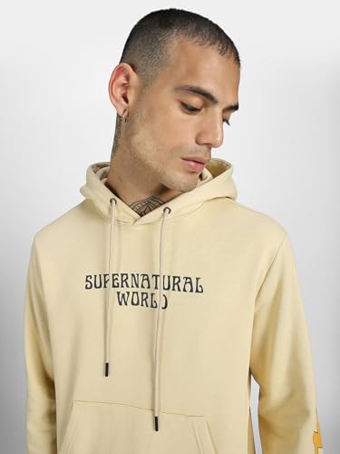 Image of Veirdo Cotton Fleece Regular Fit Full Sleeve Hooded Sweatshirt Front and Back Graphic Printed Jumper Hoodie for Men