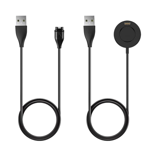 Pack de 2 Cables Cargadores USB Compatibles con Garmin Fenix 5/6/7 Forerunner 245/255/945, Venu Vivoactive Instinct y Otros Relojes Garmin, Cargador Fenix Carga Rápida y Segura