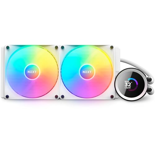 Image of NZXT Kraken 280 RGB - RL-KR280-W1-280mm AIO CPU Liquid Cooler - Customizable 1.54 inch Square LCD Display for Images, Performance Metrics and More - 2 x F140 RGB Core Fans - White