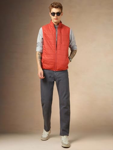 Image of Dennis Lingo Men Regular Fit Polyester Sleeveless Solid Jackets