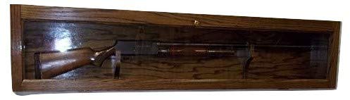 Handmade Beauty Single Gun Locking Wall Display Cabinet Case - Walnut Finish