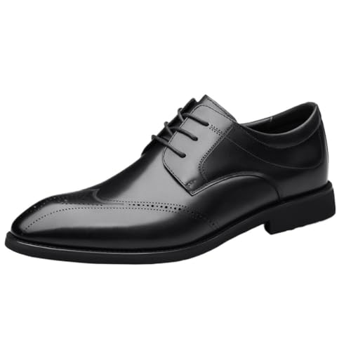 Black Dress Oxford Shoes for Men, Men's Comfortable Leather Oxford Shoes, Business & Office Formal Shoes, British Style Lace-Up Sneakers for Men