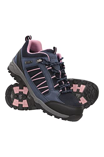 Mountain Warehouse Path Waterproof Womens Walking Shoes - Breathable Ladies Shoe, Mesh Lining, High Traction Sole Hiking Shoes - for Spring Summer, Trekking, Camping Navy Adult Shoe Size 6