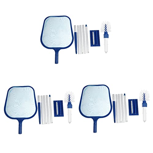 Sosoport 3 Juegos Red de Hojas de Piscina recogehojas Piscina Red de Piscina colador Skimmer de Piscina pequeña Bien Kit de Cepillo de Piscina rastrillo de Hojas de Piscina el plastico Blue