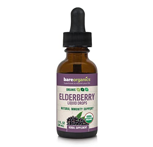 Bareorganics Elderberry Liquid Drops, Herbal Supplement, 1 Ounce #TOP20