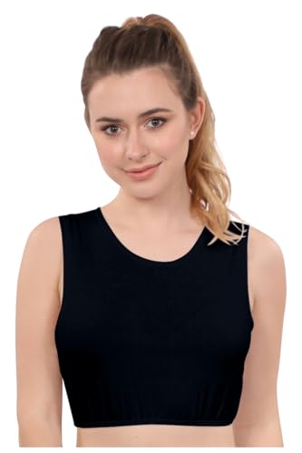 Kosher Casual High Neck Cropped Tank Tops for Women – Modest Crop Tank Top for Layering Under Dresses, Blouses, and Cardigans – Sleeveless Crop Tops for Women – (X-L, Black)