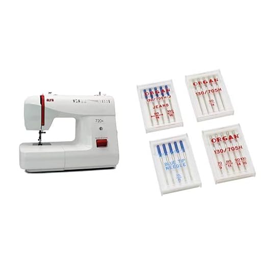 Alfa Basic 720 - Máquina De Coser, 9 Diseños De Puntada, Motor De 70 W, Color Blanco + - Agujas Para Máquina De Coser 4 Estuches, Acero Inoxidable 30x19x41 cm