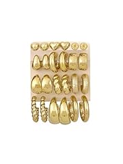 12 Pairs Gold Chunky