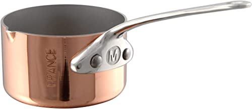 Mauviel M'Minis Copper & Stainless Steel Mini Sauce Pan with Pouring Spout and Stainless Steel Handle, 2.76-in, Made in France