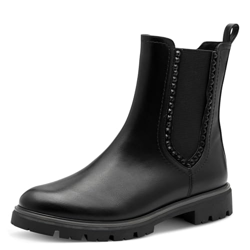 MARCO TOZZI Damen Chelsea Boots Vegan mit Reißverschluss, Schwarz (Black), 37 EU