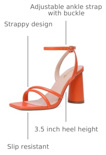 Image of RIBONGZ Block Heels Prom Heeled Sandals for Women Chunky Square Open Toe Strappy High Heels Ankle Strap Wedding Bridal Shoes High Heel Sandals for Party Dress