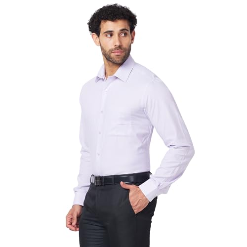 Image of Raymond Men Slim Fit Structure Pattern Pure Cotton Semi Cutaway Collar Full Sleeve Formal Shirt