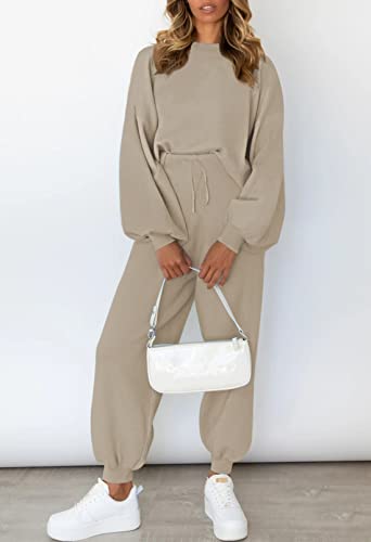 Viottiset Women's 2 Piece Outfits Sweatsuit Casual Knit Pullover Sweater Pajamas Lounge Set4