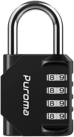 Puroma 1 Pack Combination Lock Locker 4 Digits Combo Padlock Gym Black