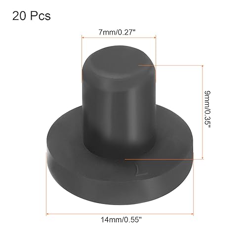 Image of UXCELL High Temp Silicone T-Shaped Solid Rubber Stopper Hole Plugs for Powder Coating & Plating - Waterproof & Sealing - Black, Pack of 20 (OD 14mm)