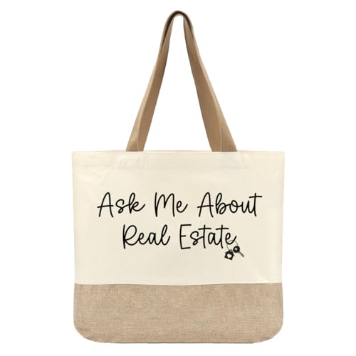 Real Estate Agent Supplies Tote Bag, Real Estate Agent Realtor Gifts for Women Best Friends Sister Realtor Supplies Closing Gift Beach Bag Birthday Christmas Appreciation Gifts Reusable Grocery Bags