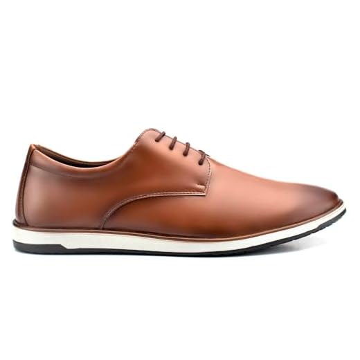 Sapato Masculino Oxford Derby Social Casual Confortável Resistente Elegante (Caramelo, BR, Adulto, Numérico, 44)