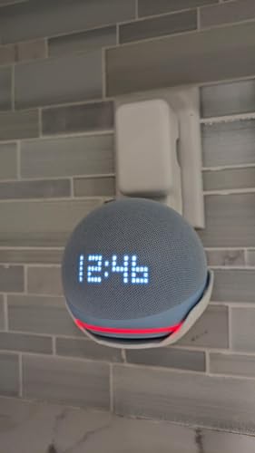 Image of Outlet Wall Mount Hanger Holder Stand Accessories Case Built-in Plug Cable Management for Echo Dot 4th Gen /Echo Dot 5th Gen Smart Speaker (White)