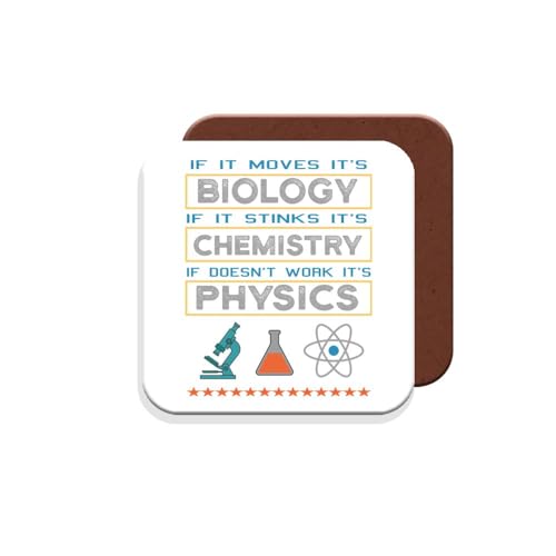 Coaster Gift For Scientist - Biology Physics Chemistry For Scientists - Giftset - Made By Muggz In The Uk