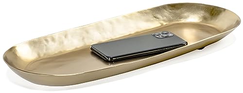 Red Co. 16 inch Long Oval Decorative Metal Aluminum Tabletop Display Tray, Gold - Thumbnail 3