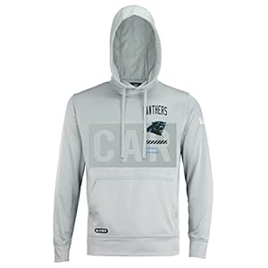 New Era NFL Men’s Drill Performance Cool Grey Pullover Hoodie, Pro Football Sweatshirt, Carolina Panthers, X-Large