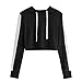 Produktbild Yesmile Frauen Hoodie,Herbst Mädchen Damen lose Sweatshirt Kordelzug Freizeit Kurz Brief Drucken Bauchfrei Kapuzenpullover Mode Pulli Elegant Langarmshirt Oberteile