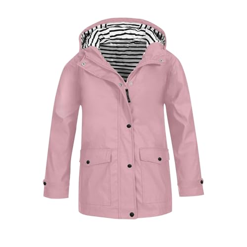 Girls Rain Jacket -Kids Waterproof Rain Coat Soft Lined Lightweight Hooded Windbreaker Raincoat for Hiking Camping 5-14Years4