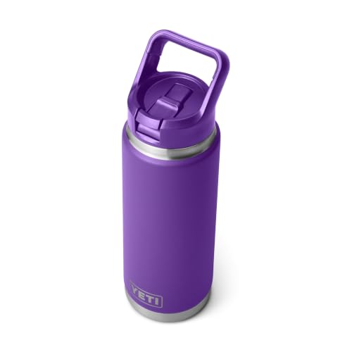 Image of YETI Rambler 26 oz Bottle, Vacuum Insulated, Stainless Steel with Color Matching Straw Cap