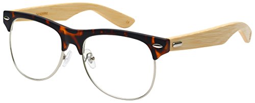 Edge I-Wear Semi-Rimless Bamboo Clear UV Lens Sunglasses 540908BM-CL